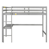 Twin Loft Bed with  built-in desk,Grey - Home Elegance USA