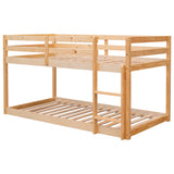 Twin over Twin Floor Bunk Bed,Natural - Home Elegance USA