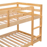 Twin over Twin Floor Bunk Bed,Natural - Home Elegance USA