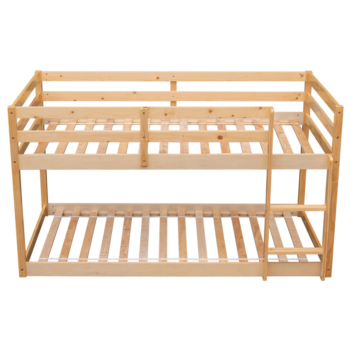 Twin over Twin Floor Bunk Bed,Natural - Home Elegance USA