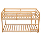 Twin over Twin Floor Bunk Bed,Natural - Home Elegance USA