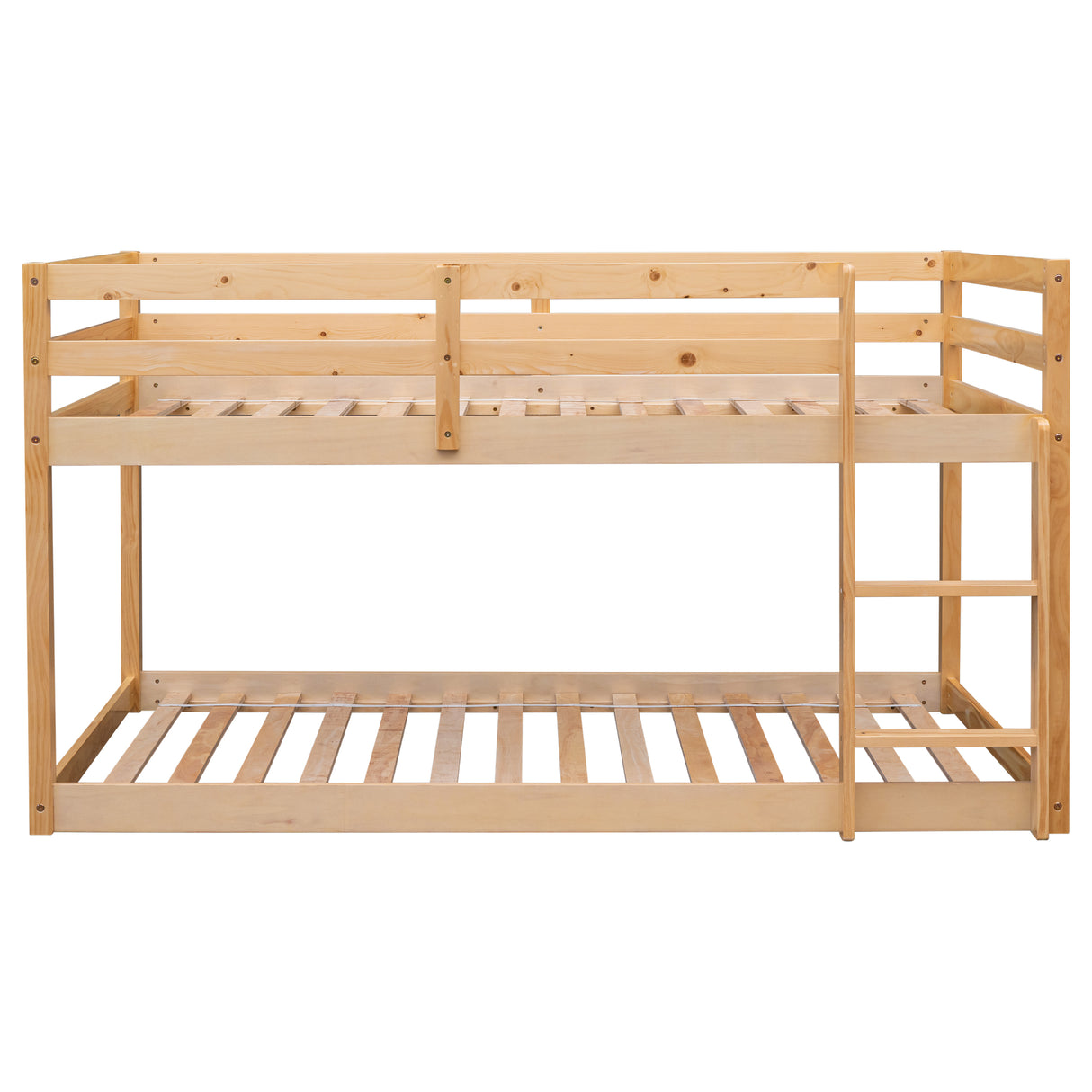 Twin over Twin Floor Bunk Bed,Natural - Home Elegance USA