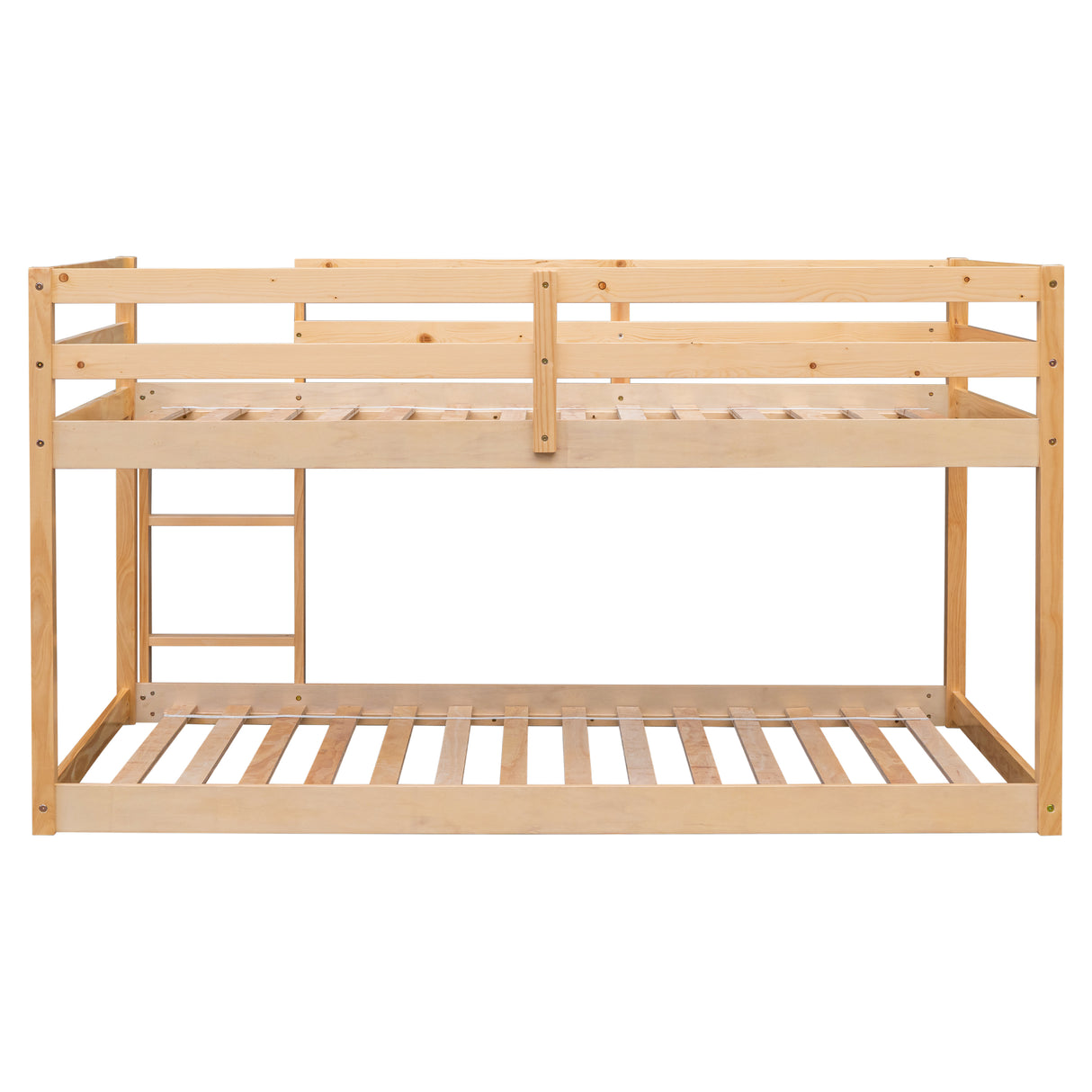 Twin over Twin Floor Bunk Bed,Natural - Home Elegance USA