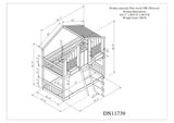 Twin over Twin House Bunk Bed with Roof , Window, Window  Box, Door , with Safety Guardrails and Ladder,White - Home Elegance USA