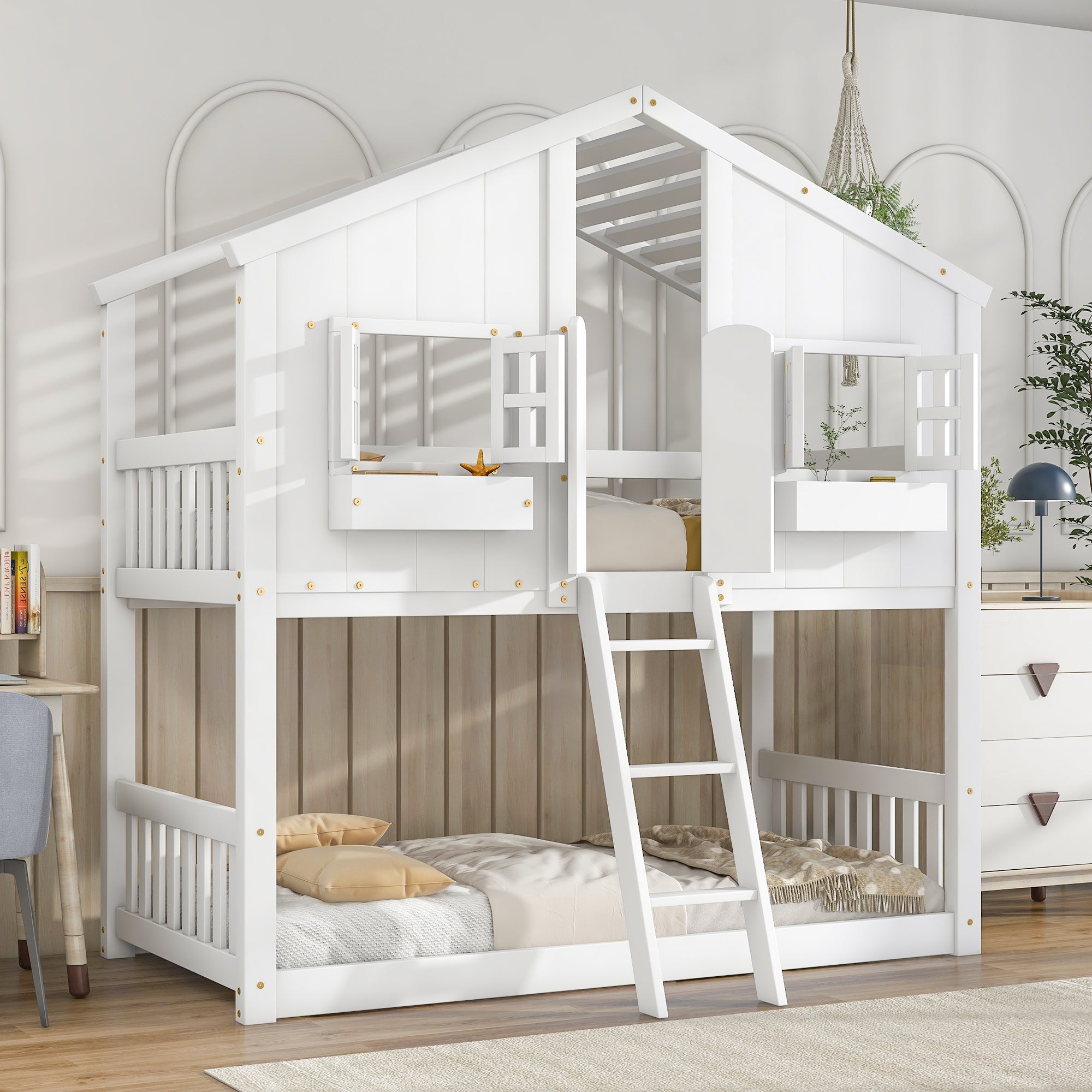 Twin over twin house store bunk bed