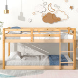 Twin over Twin Floor Bunk Bed,Natural - Home Elegance USA