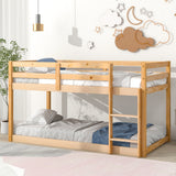 Twin over Twin Floor Bunk Bed,Natural - Home Elegance USA