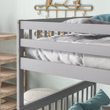 Full Over Full Bunk Bed with 2 Drawers and Staircases, Convertible into 2 Beds, the Bunk Bed with Staircase and Safety Rails for Kids, Teens, Adults, Grey - Home Elegance USA