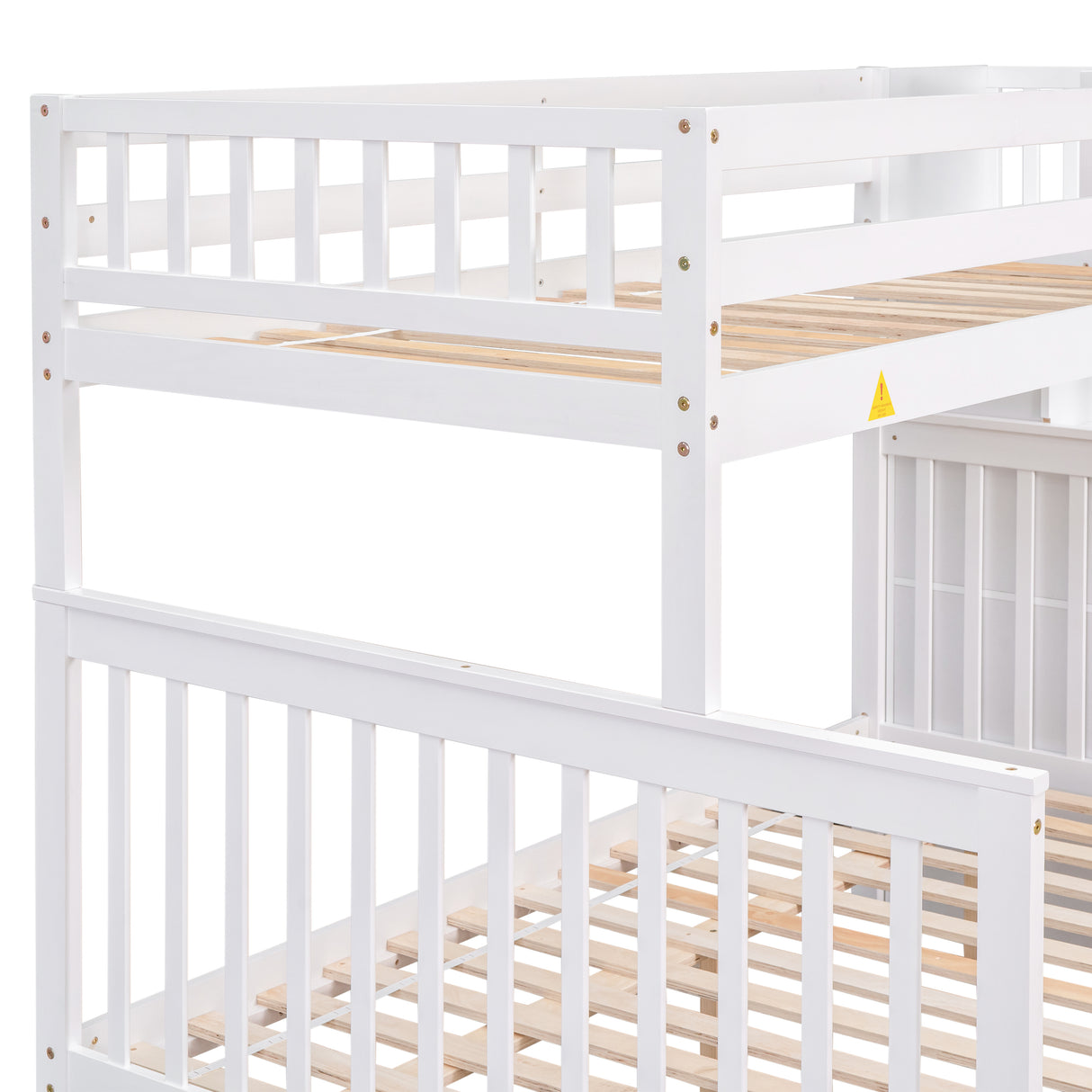 Twin Over Full Bunk Bed with 2 Drawers and Staircases, Convertible into 2 Beds, the Bunk Bed with Staircase and Safety Rails for Kids, Teens, Adults, White Home Elegance USA