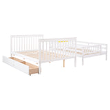 Full Over Full Bunk Bed with 2 Drawers and Staircases, Convertible into 2 Beds, the Bunk Bed with Staircase and Safety Rails for Kids, Teens, Adults, White - Home Elegance USA