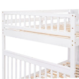 Full Over Full Bunk Bed with 2 Drawers and Staircases, Convertible into 2 Beds, the Bunk Bed with Staircase and Safety Rails for Kids, Teens, Adults, White - Home Elegance USA