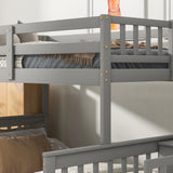 Twin Over Full Bunk Bed with 2 Drawers and Staircases, Convertible into 2 Beds, the Bunk Bed with Staircase and Safety Rails for Kids, Teens, Adults, Grey - Home Elegance USA