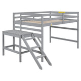 Full Loft Bed with Platform,ladder,Gray - Home Elegance USA