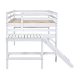 Full Loft Bed with Platform,ladder,White - Home Elegance USA