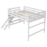 Full Loft Bed with Platform,ladder,White - Home Elegance USA