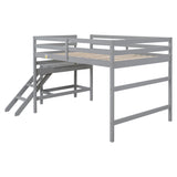 Full Loft Bed with Platform,ladder,Gray - Home Elegance USA