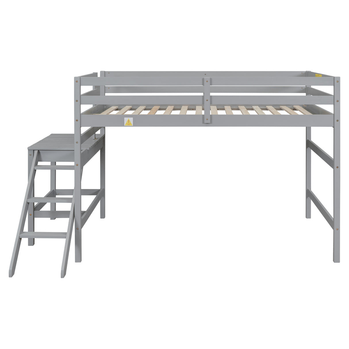 Full Loft Bed with Platform,ladder,Gray - Home Elegance USA