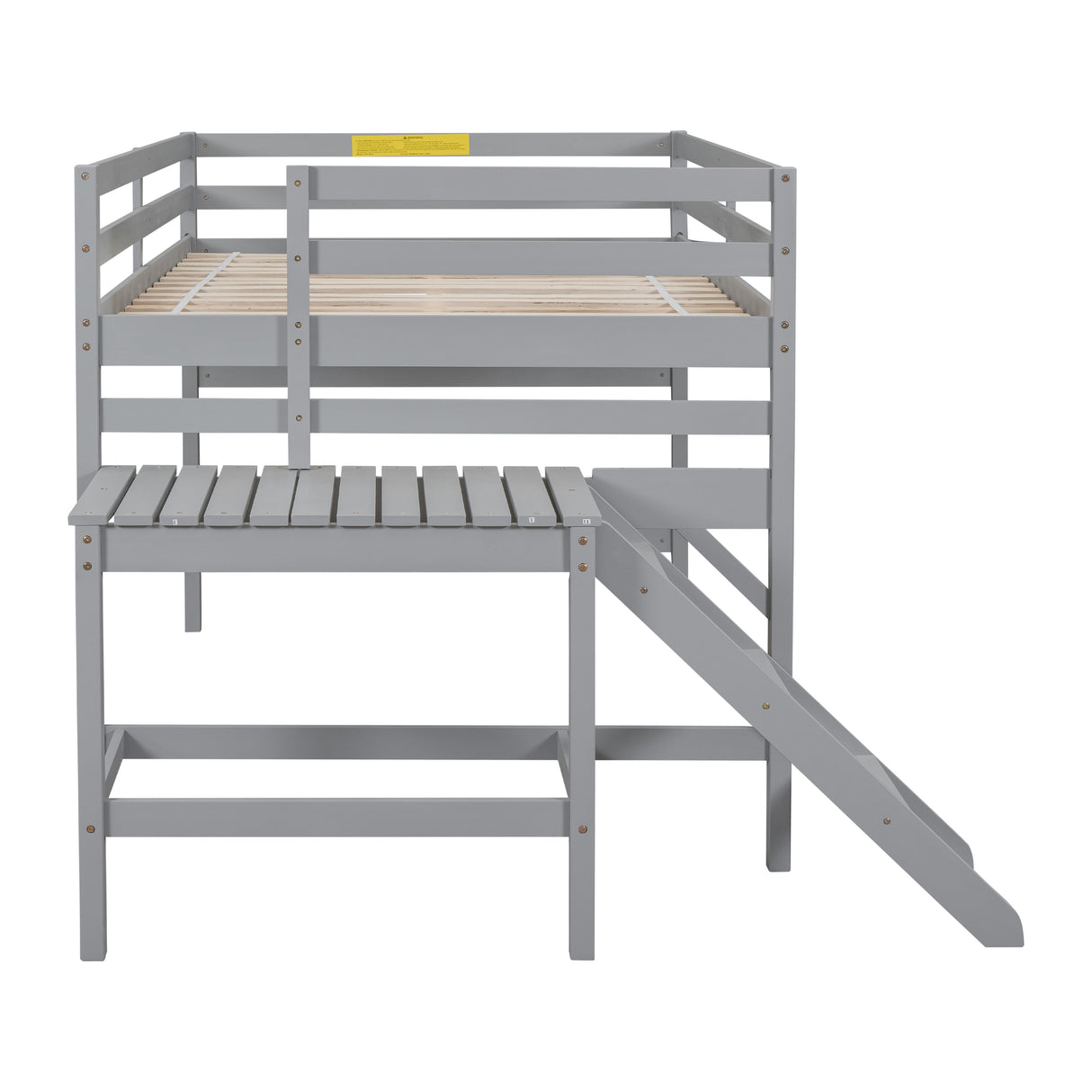 Full Loft Bed with Platform,ladder,Gray - Home Elegance USA