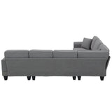 [VIDEO provided] [New] 108*85.5" Modern U Shape Sectional Sofa, 7 Seat Fabric Sectional Sofa Set with 3 Pillows Included for Living Room, Apartment, Office,3 Colors - Home Elegance USA