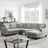 [VIDEO provided] [New] 108*85.5" Modern U Shape Sectional Sofa, 7 Seat Fabric Sectional Sofa Set with 3 Pillows Included for Living Room, Apartment, Office,3 Colors - Home Elegance USA