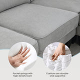 [VIDEO provided] [New] 108*85.5" Modern U Shape Sectional Sofa, 7 Seat Fabric Sectional Sofa Set with 3 Pillows Included for Living Room, Apartment, Office,3 Colors - Home Elegance USA
