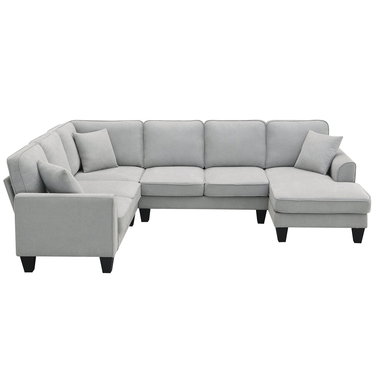 [VIDEO provided] [New] 108*85.5" Modern U Shape Sectional Sofa, 7 Seat Fabric Sectional Sofa Set with 3 Pillows Included for Living Room, Apartment, Office,3 Colors - Home Elegance USA