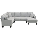 [VIDEO provided] [New] 108*85.5" Modern U Shape Sectional Sofa, 7 Seat Fabric Sectional Sofa Set with 3 Pillows Included for Living Room, Apartment, Office,3 Colors - Home Elegance USA