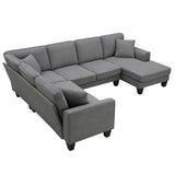 [VIDEO provided] [New] 108*85.5" Modern U Shape Sectional Sofa, 7 Seat Fabric Sectional Sofa Set with 3 Pillows Included for Living Room, Apartment, Office,3 Colors - Home Elegance USA