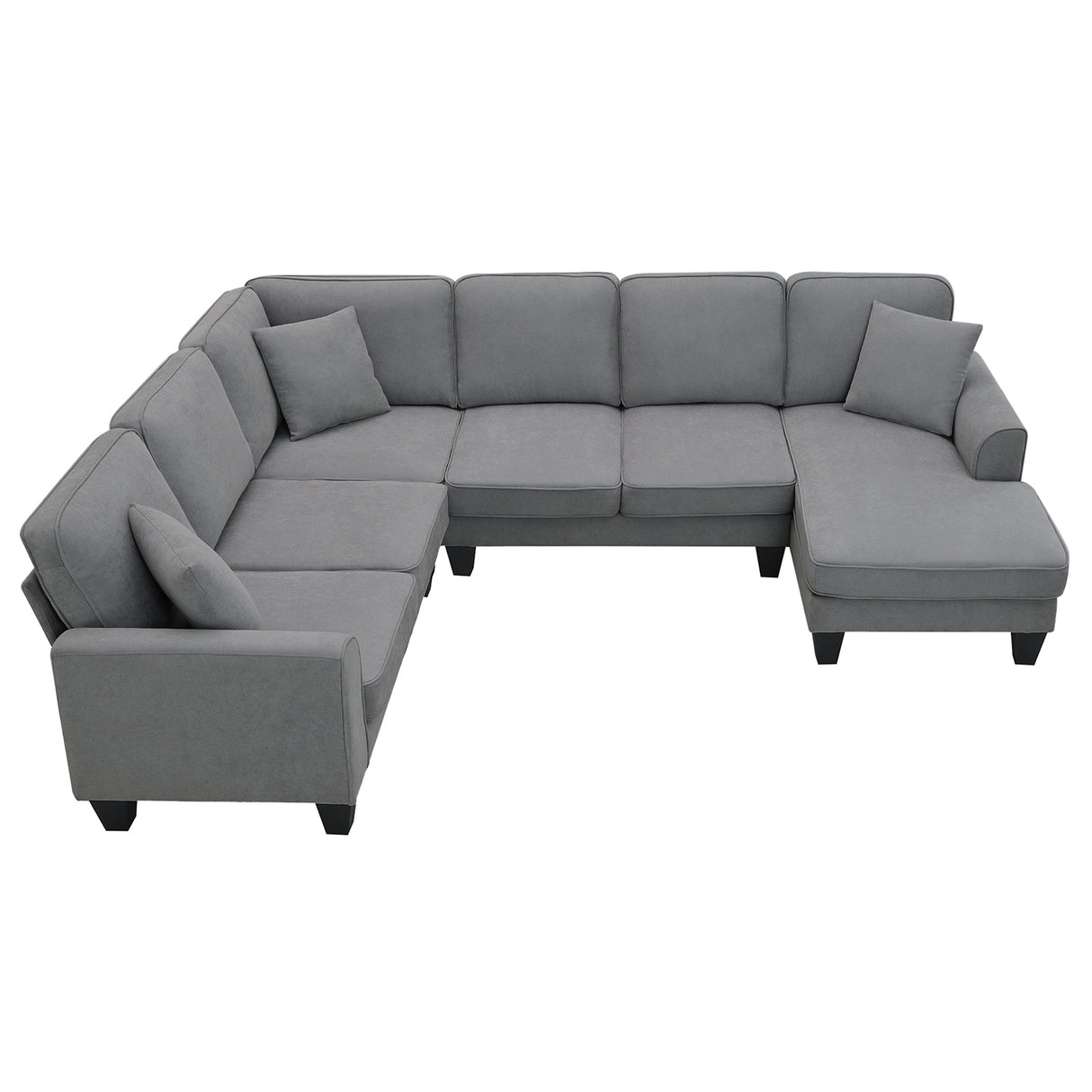 [VIDEO provided] [New] 108*85.5" Modern U Shape Sectional Sofa, 7 Seat Fabric Sectional Sofa Set with 3 Pillows Included for Living Room, Apartment, Office,3 Colors - Home Elegance USA