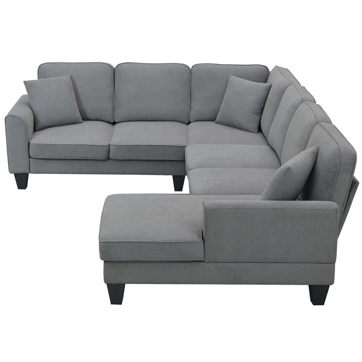 [VIDEO provided] [New] 108*85.5" Modern U Shape Sectional Sofa, 7 Seat Fabric Sectional Sofa Set with 3 Pillows Included for Living Room, Apartment, Office,3 Colors - Home Elegance USA
