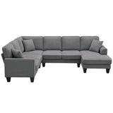 [VIDEO provided] [New] 108*85.5" Modern U Shape Sectional Sofa, 7 Seat Fabric Sectional Sofa Set with 3 Pillows Included for Living Room, Apartment, Office,3 Colors - Home Elegance USA