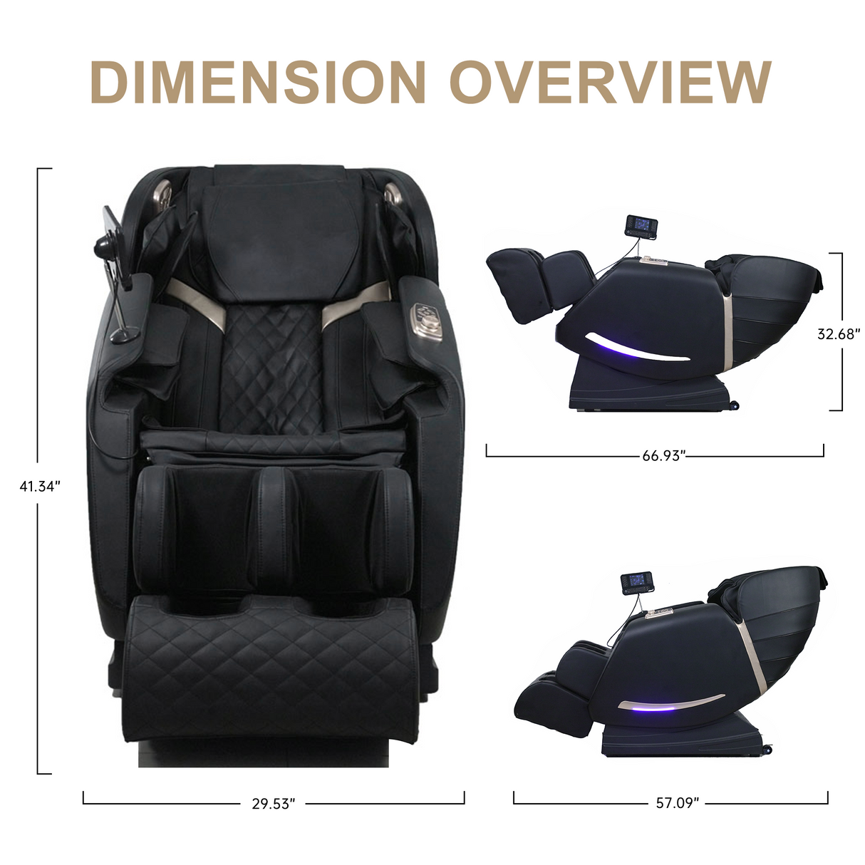 Full Body Massage Chair With Zero Gravity Recliner,with two control panel: Smart large screen & Rotary switch,spot kneading and Heating,Airbag coverage,Suitable for Home Office Home Elegance USA