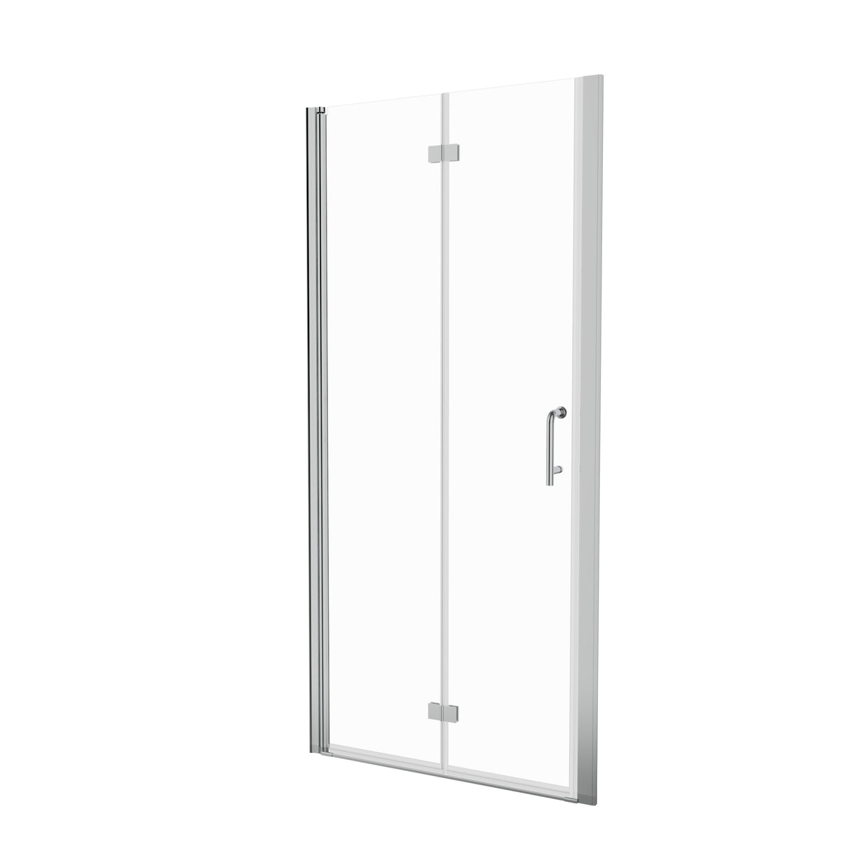 34 to 35-3/8 in. W x 72 in. H Bi-Fold Semi-Frameless Shower Doors in Chrome with Clear Glass