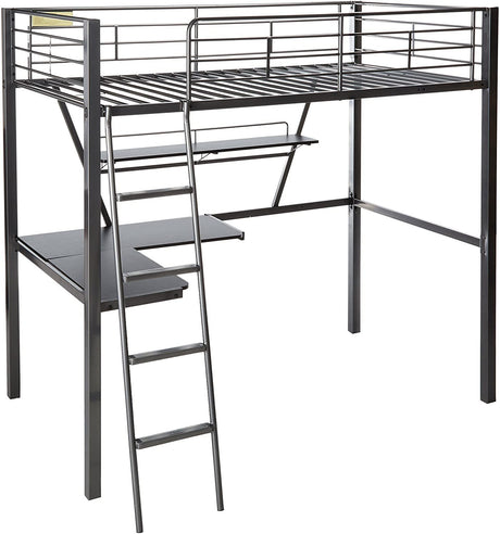 ACME Senon Loft Bed & Desk in Silver & Black 37275 Home Elegance USA