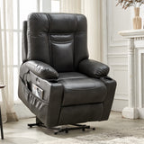 Large size Electric Power Lift Recliner Chair Sofa for Elderly, 8 point vibration Massage and lumber heat, Remote Control, Side Pockets and Cup Holders, cozy fabric, overstuffed arm, heavy duty 230LB Home Elegance USA