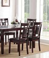 Modern Contemporary 7pc Dining Set Espresso Finish Unique Eyelet Back 6x Side Chairs Cushion Seats Dining Room Furniture - Home Elegance USA