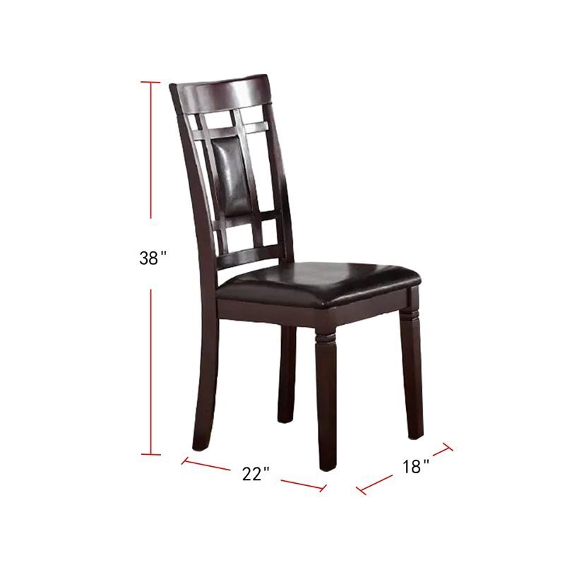 Modern Contemporary 7pc Dining Set Espresso Finish Unique Eyelet Back 6x Side Chairs Cushion Seats Dining Room Furniture - Home Elegance USA