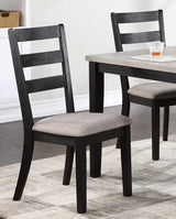 Classic Stylish Black Finish 5pc Dining Set Kitchen Dinette Wooden Top Table and Chairs Upholstered Cushions Seats Ladder Back Chair Dining Room - Home Elegance USA