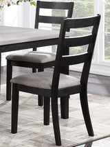 Classic Stylish Black Finish 5pc Dining Set Kitchen Dinette Wooden Top Table and Chairs Upholstered Cushions Seats Ladder Back Chair Dining Room - Home Elegance USA