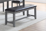 Dining Room Furniture Casual Modern 6pc Set Dining Table 4x Side Chairs and A Bench Rubberwood and Birch veneers Gray Finish | Home Elegance USA