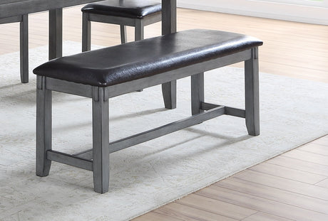 Dining Room Furniture Casual Modern 6pc Set Dining Table 4x Side Chairs and A Bench Rubberwood and Birch veneers Gray Finish | Home Elegance USA