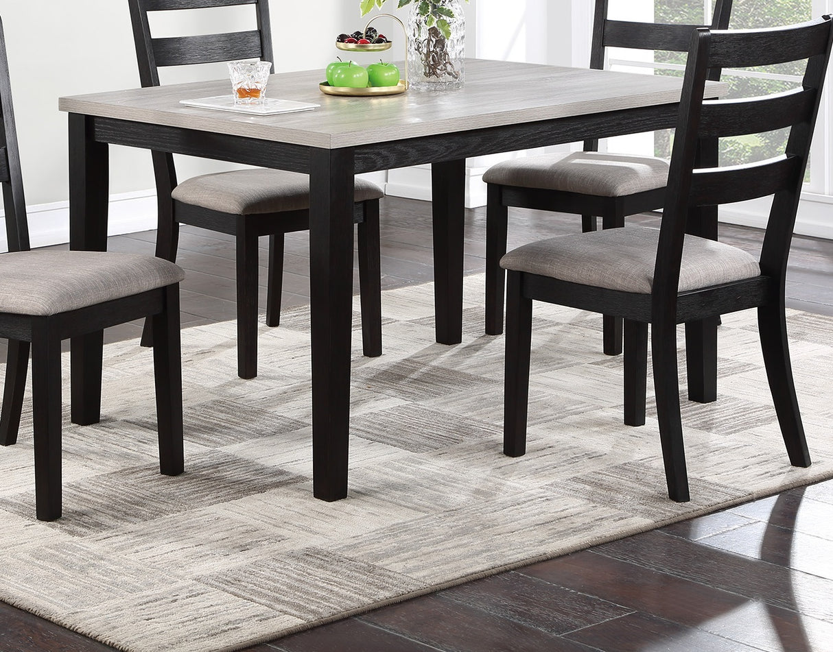 Classic Stylish Black Finish 5pc Dining Set Kitchen Dinette Wooden Top Table and Chairs Upholstered Cushions Seats Ladder Back Chair Dining Room - Home Elegance USA