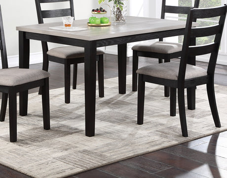Classic Stylish Black Finish 5pc Dining Set Kitchen Dinette Wooden Top Table and Chairs Upholstered Cushions Seats Ladder Back Chair Dining Room - Home Elegance USA