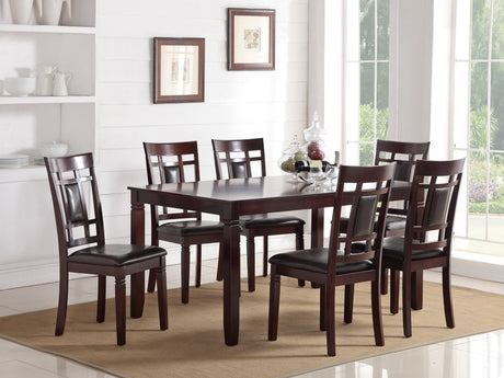 Modern Contemporary 7pc Dining Set Espresso Finish Unique Eyelet Back 6x Side Chairs Cushion Seats Dining Room Furniture - Home Elegance USA
