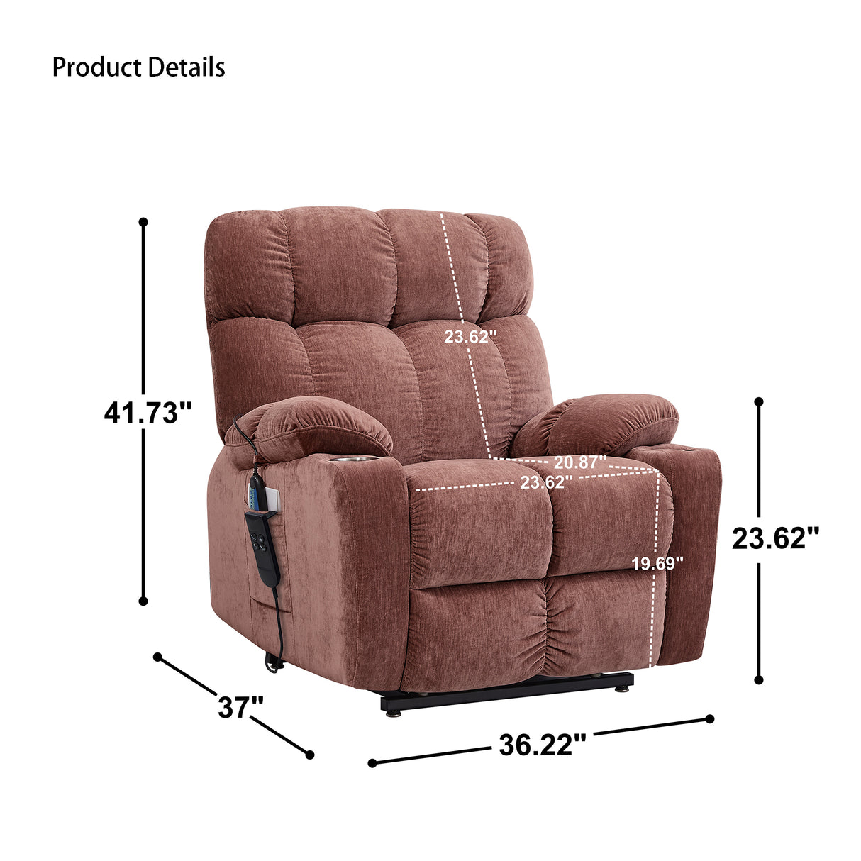 Liyasi Dual OKIN Motor Power Lift Recliner Chair  for Elderly Infinite Position Lay Flat 180° Recliner with Heat Massage Home Elegance USA