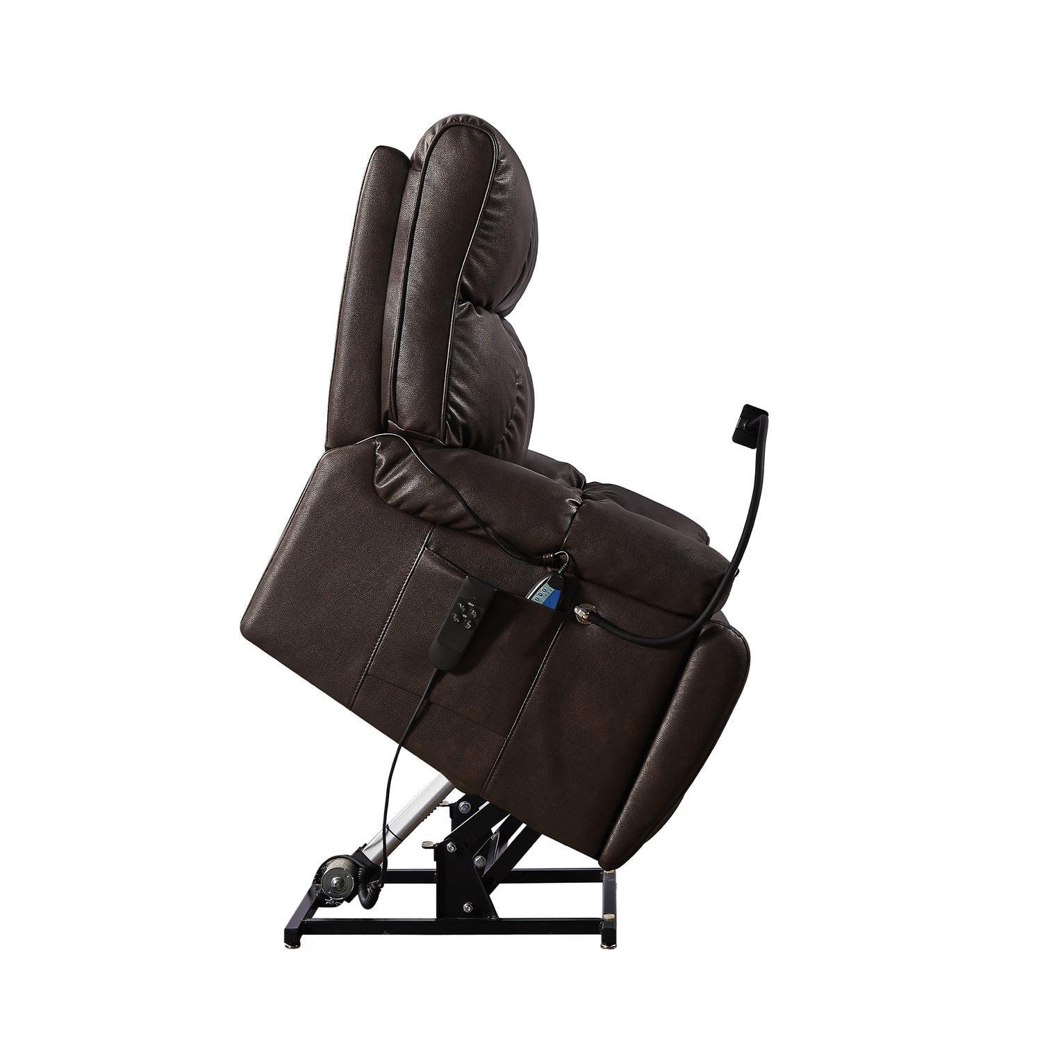 Recliner Chair with Phone Holder,Electric Power Lift Recliner Chair with 2 Motors Massage and Heat for Elderly, 3 Positions, 2 Side Pockets, Cup Holders Home Elegance USA