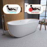 65" Acrylic Free Standing Tub - Classic Oval Shape Soaking Tub, Adjustable Freestanding Bathtub with Integrated Slotted Overflow and Chrome Pop-up Drain Anti-clogging Matte White