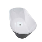 67" Acrylic Freestanding Bathtub, Matte Black Modern Stand Alone Soaking Bathtub, Brushed Nickel Drain and Minimalist Linear Design Overflow Included Easy to Install