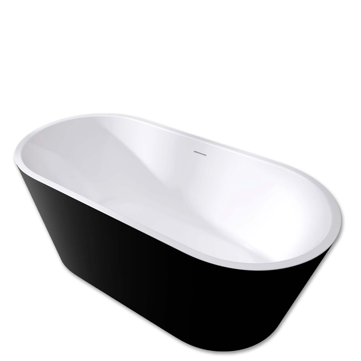 67" Acrylic Freestanding Bathtub, Matte Black Modern Stand Alone Soaking Bathtub, Brushed Nickel Drain and Minimalist Linear Design Overflow Included Easy to Install