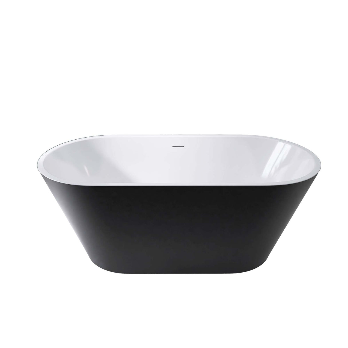 67" Acrylic Freestanding Bathtub, Matte Black Modern Stand Alone Soaking Bathtub, Brushed Nickel Drain and Minimalist Linear Design Overflow Included Easy to Install